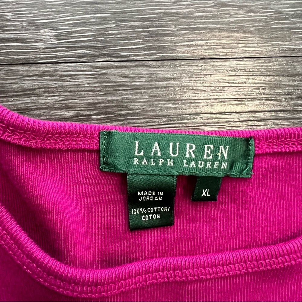 Lauren Ralph Lauren 100% Cotton Fuchsia Long-Sleeve with Utility Pocket - Picture 2 of 6